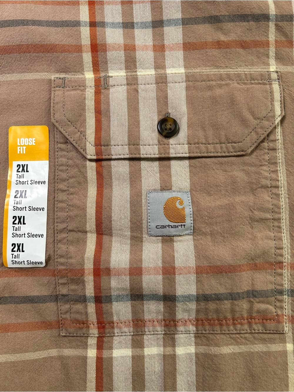 Carhartt Shirt Mens 2XL Tall Plaid Loose Fit Midweight Short Sleeve 105175-B27 - Picture 4 of 9